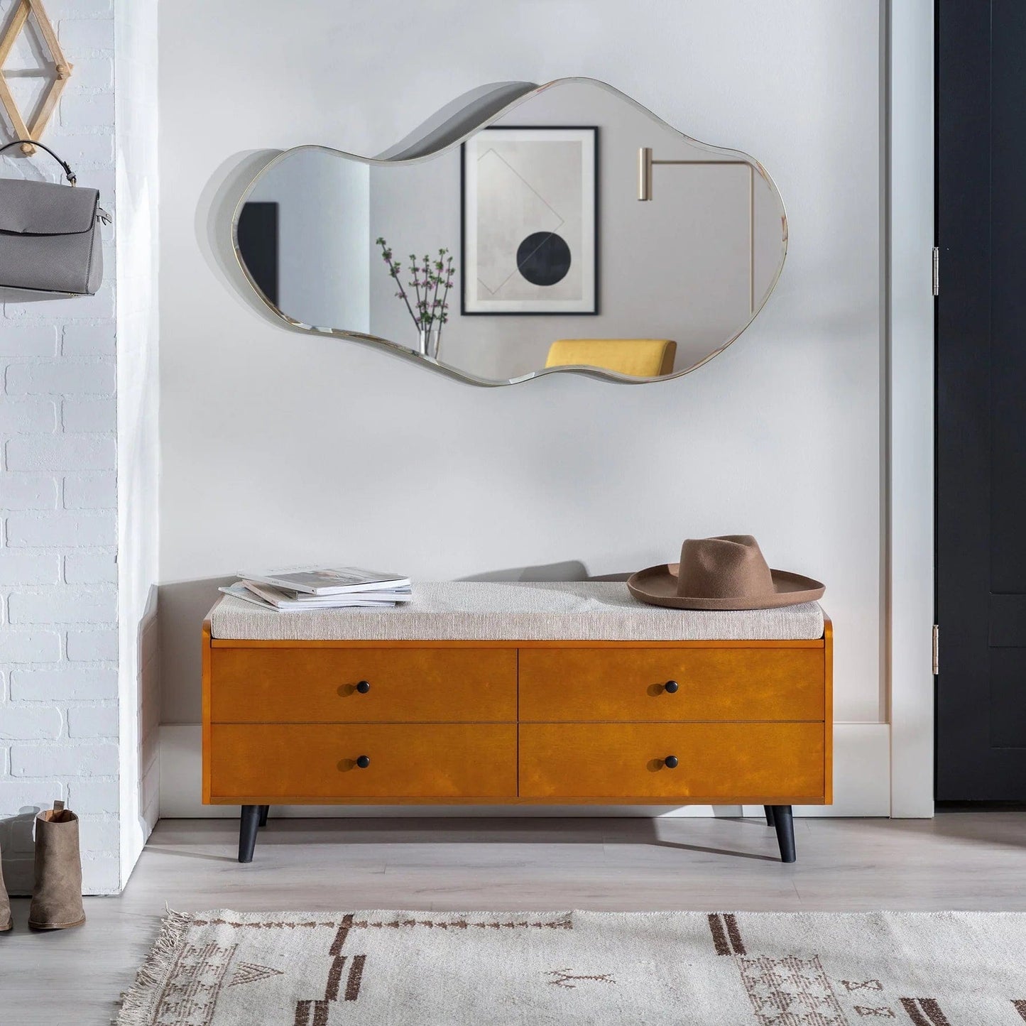 Walker Edison Mid-Century Storage Bench