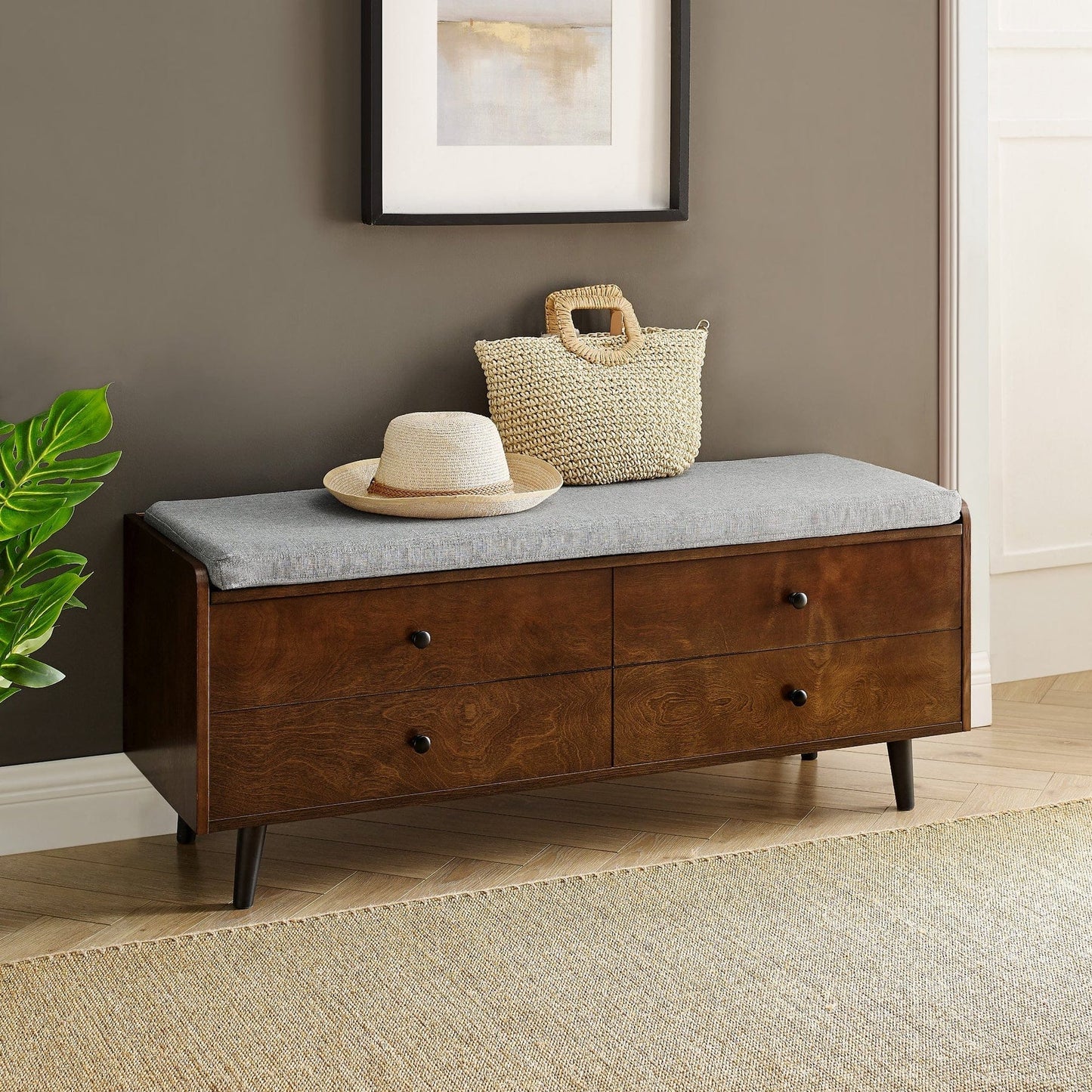 Walker Edison Mid-Century Storage Bench