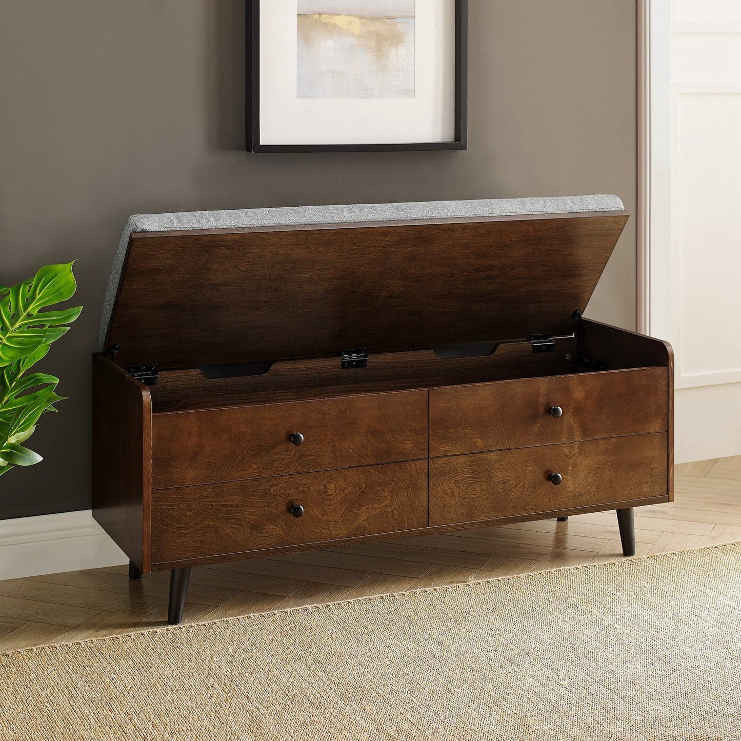 Walker Edison Mid-Century Storage Bench