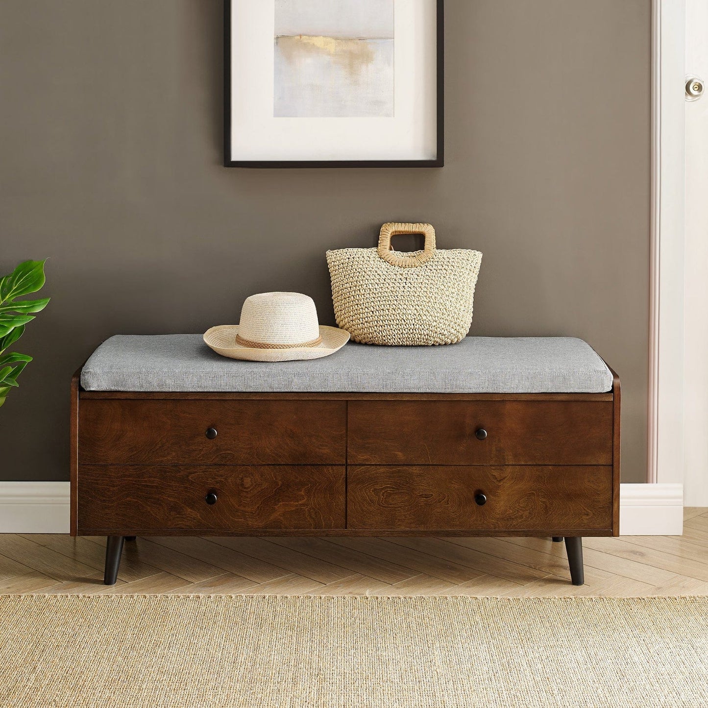 Walker Edison Mid-Century Storage Bench