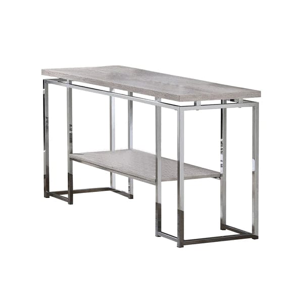 Benzara Sofa Table with Rectangular Tabletop and Open Bottom Shelf,Silver and Brown BM209597