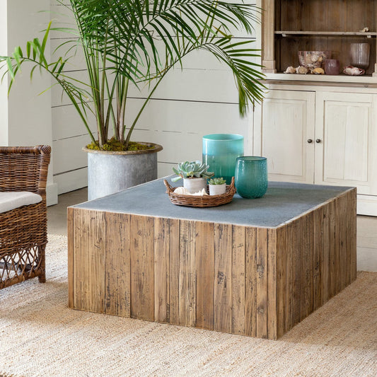Parkhill Aged Zinc Top Platform Coffee Table EFT06097