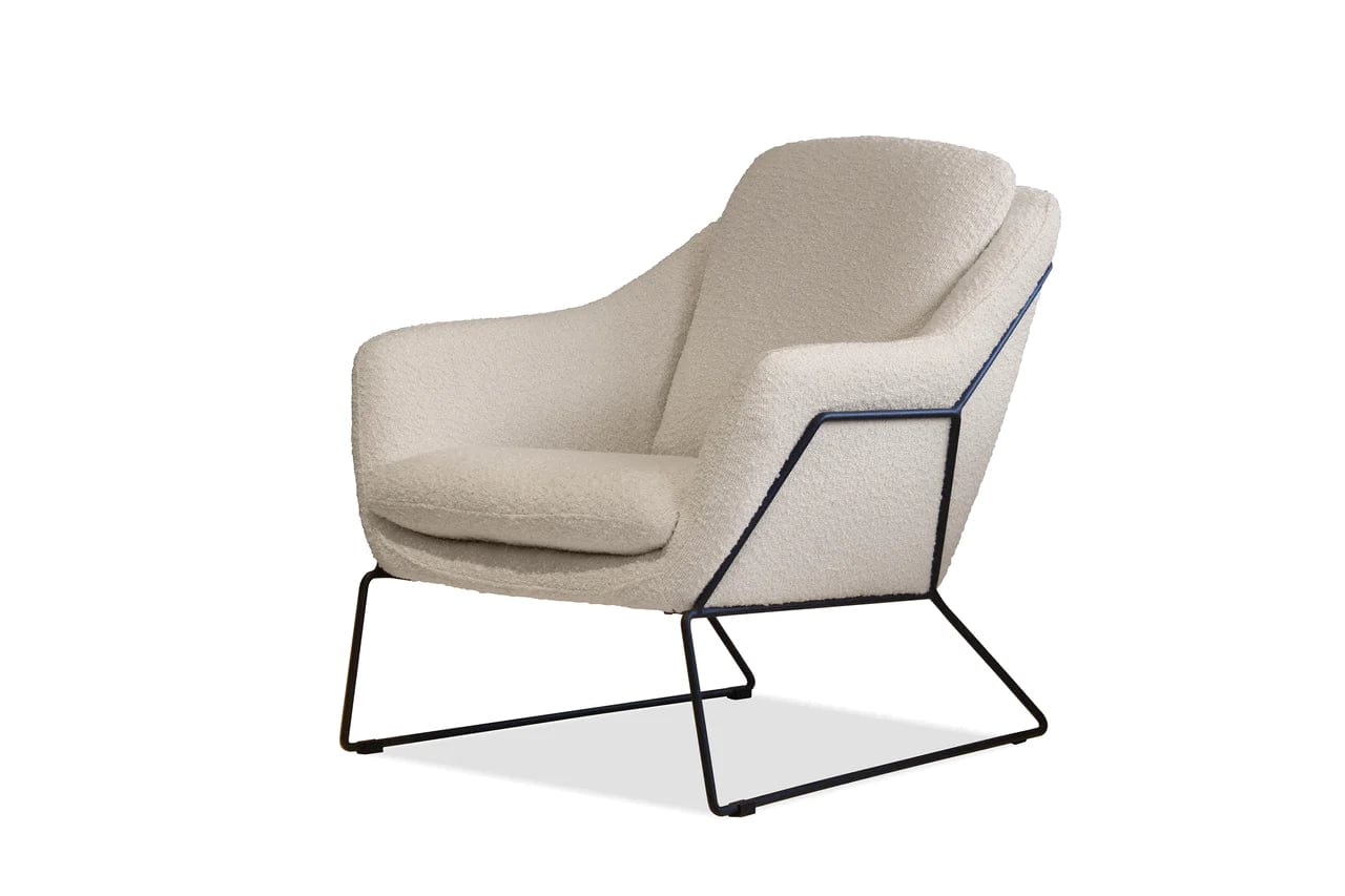 Mobital USA Jasper Lounge Chair Cream Boucle Fabric, Black Iron Frame LCH-JASP-CRBO-BLAC2 - Essential Livingroom