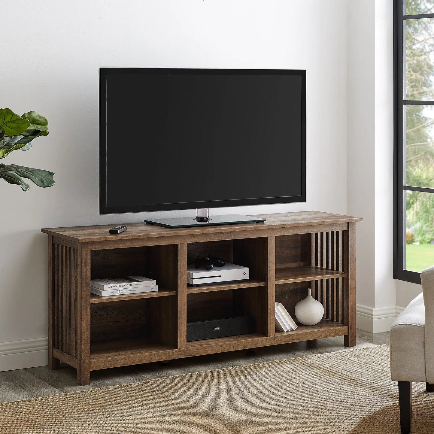 Walker Edison 58" Slatted Side Wood Console