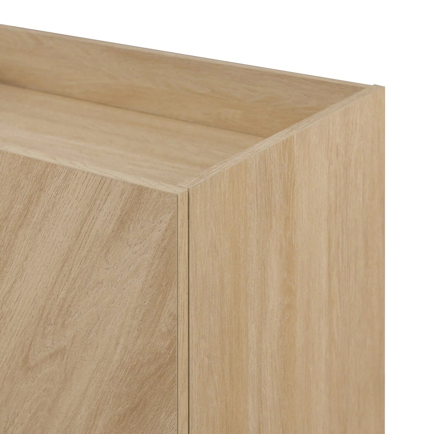 Walker Edison Contemporary Bookmatch-Doors Tall Accent Cabinet with Inset Top