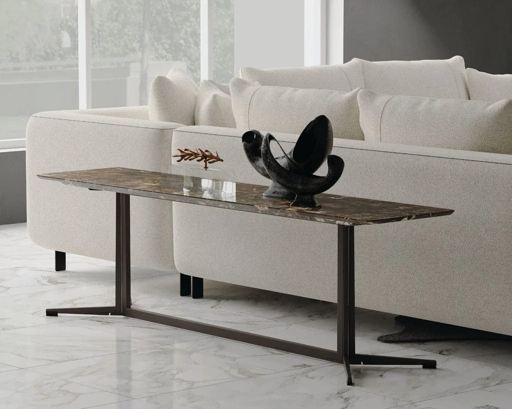 Mobital USA Navajo Sofa Table Dark Emperador Marble WSO-NAVA-DEMP-PCBLA - Essential Livingroom