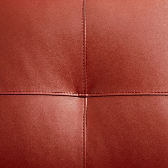 Furniture of America Noah Contemporary Faux Leather L-Shape Sectional in Mahogany Red IDF-6268RD