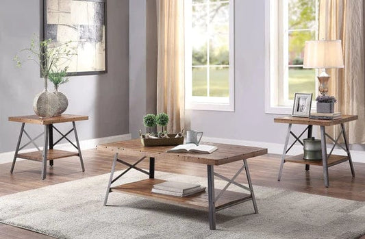 Benzara Wooden Coffee Table with X Crossed Metal Sides and Open Shelf, Brown and Black BM193841